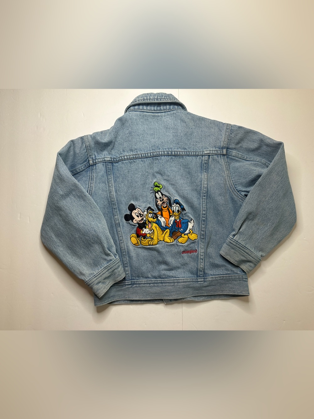 Vintage Disney Kids Light Blue Denim Jacket with Mickey & Friends Size Small